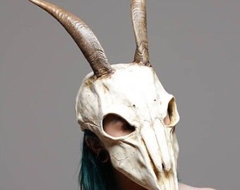 Urethane rubber ram skull mask with realistic b