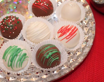 Chocolate Covered Christmas Cake Bites – Assorted Flavors – 1 Dozen