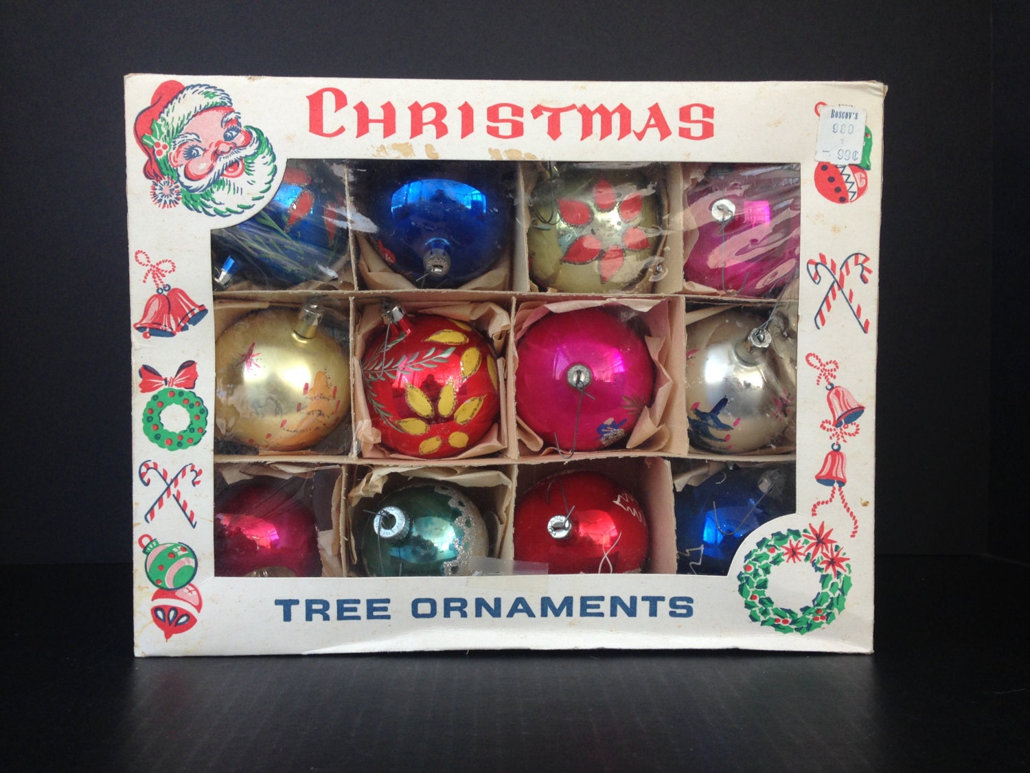 Assortment of 12 Christmas Ornaments Made in by VarietyRetro