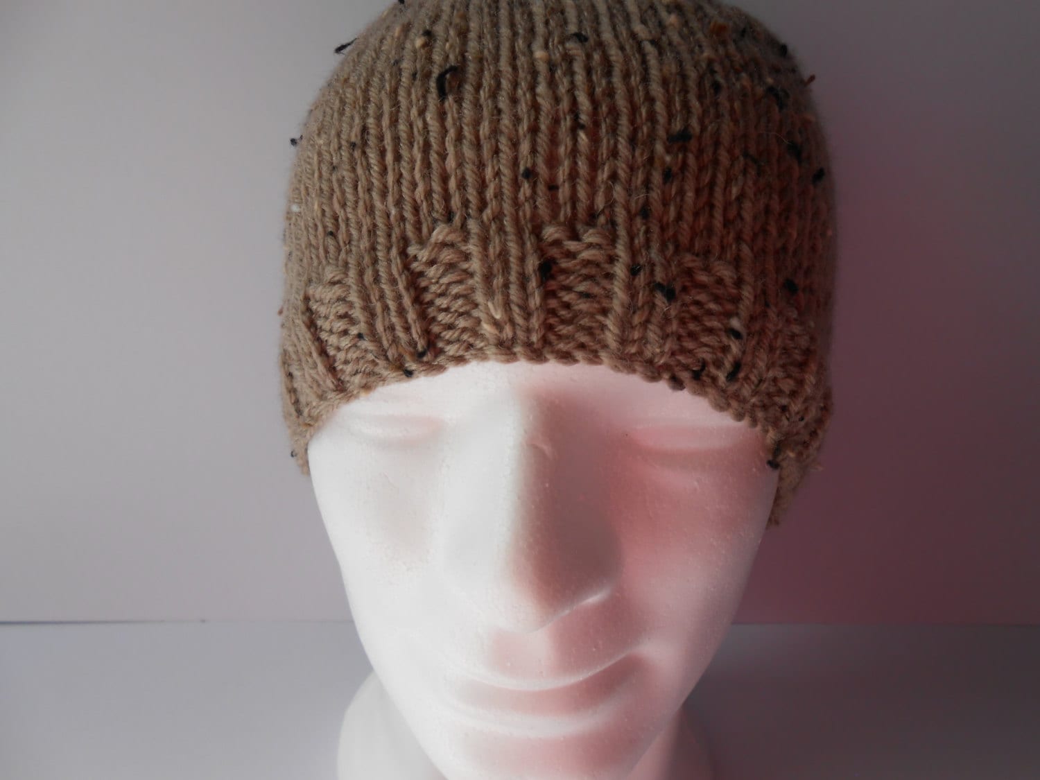 Men's Beanie. Knitted mans hat.Brown beanie hat. Irish