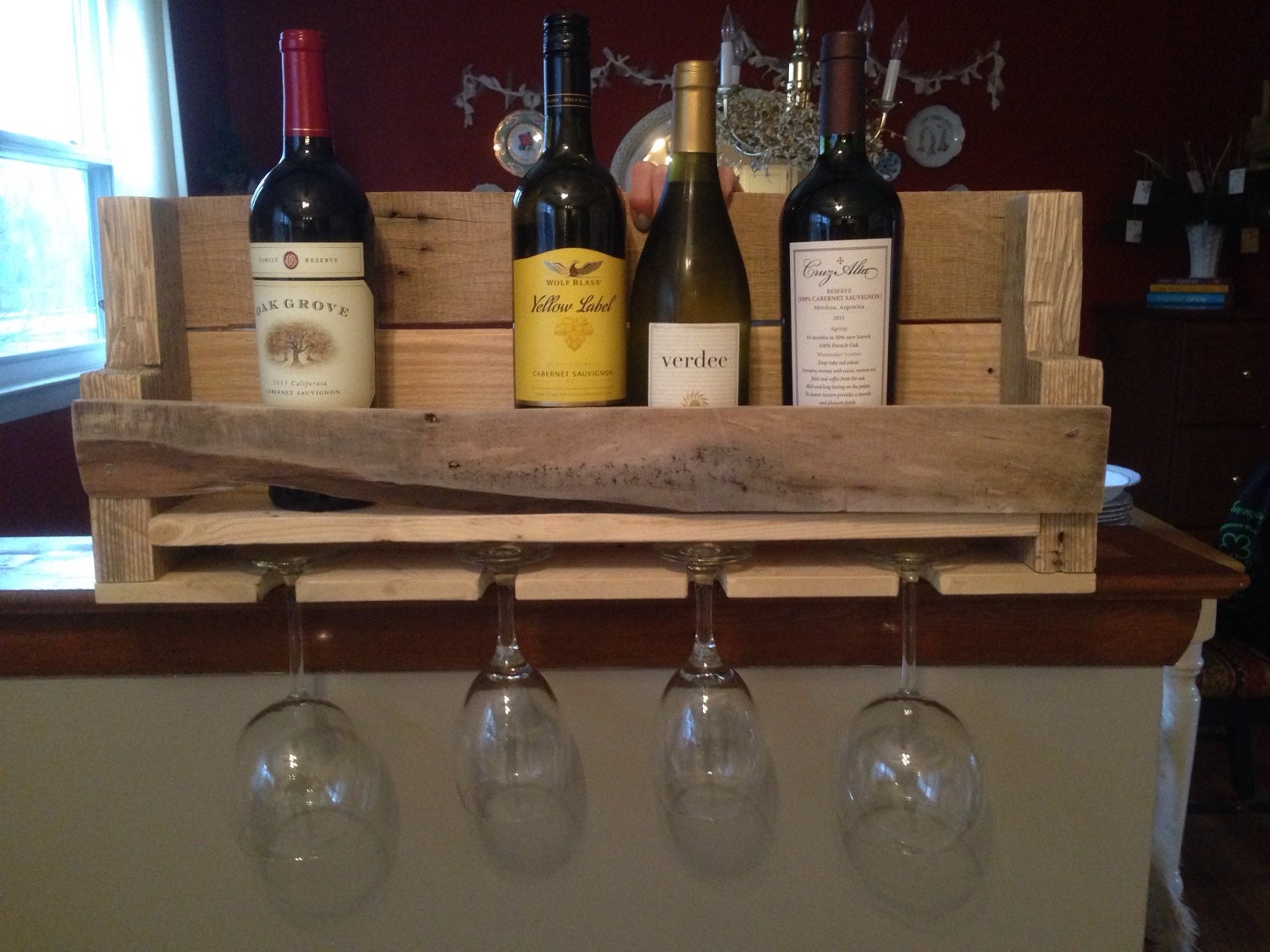 PRICE CUTWine Rack. Wood Pallet Wine Rack. by CrateAndBottle
