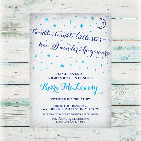 Printable Twinkle Twinkle Little Star Baby Shower Invitation - Digital ... Printable Twinkle Twinkle Little Star Baby Shower Invitation - Digital ...