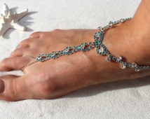 Sparkling Crystal Blue Rhinestones Barefoot Sandals, FREE SHIPPING ...
