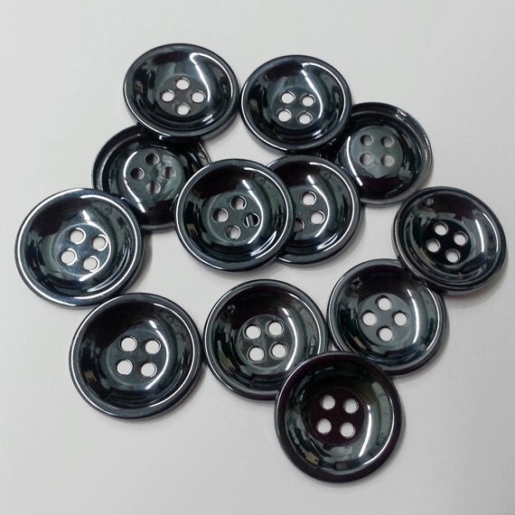 12 PCS 4-Hole Metal Button Gunmetal 22mm SP-2195 by JoyceTrimming