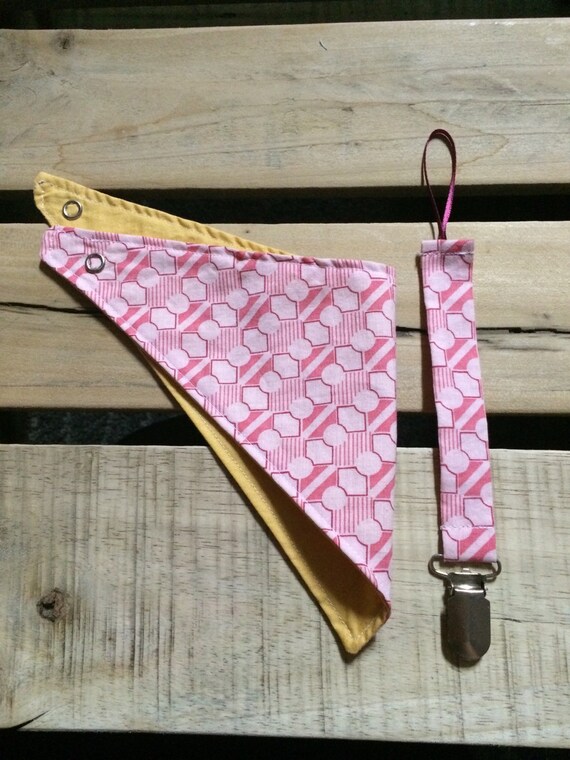 Bandana bib and pacifier clip set by MountZi on Etsy