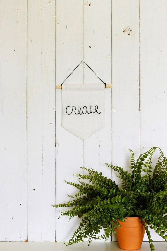 Create embroidered banner wall hanging by Made in Neverland