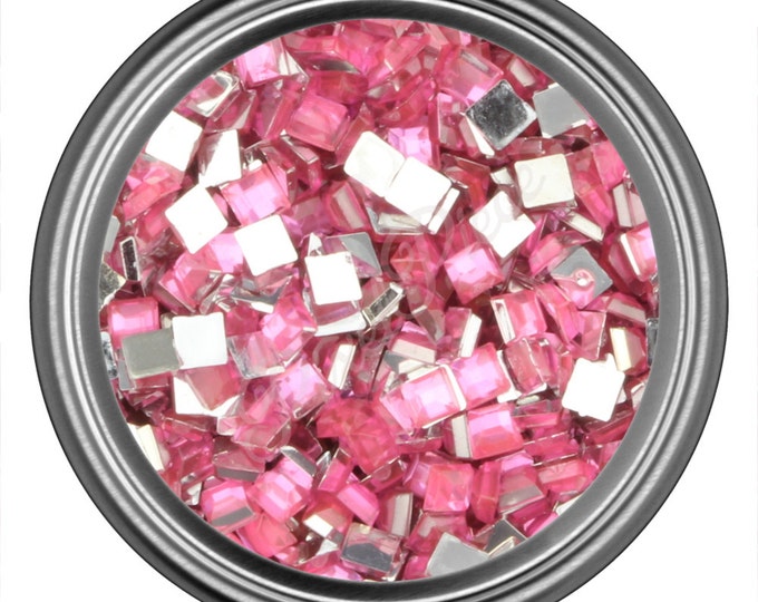 Dark Pink Square Rhinestone Gems Flat Back Face Art Nail Art Scrapbook Phone Decoration 2mm