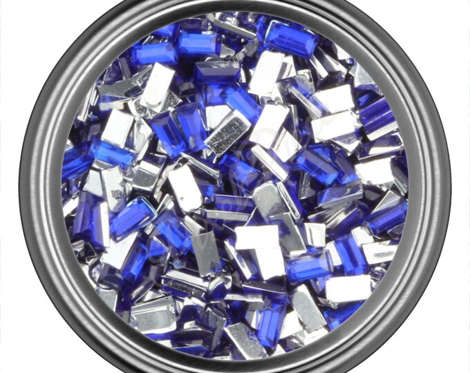 Dark Blue Rectangle Rhinestone Gems Flat Back Face Art Nail Art Scrapbook Phone Decoration 3mm