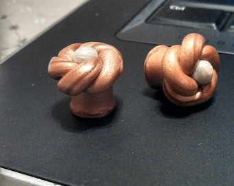 2g, 0g, or 00g -- Pearl Encrusted Twisted Bun Plugs - Elegant Series