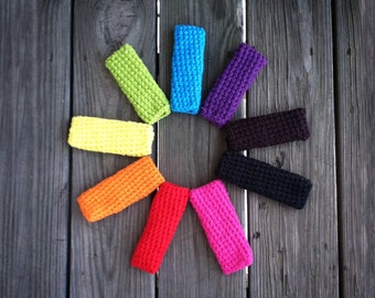 Crocheted Cast Iron Skillet Handle Covers -- Set of 2 -- Pot Holder, Pot Handle, Kitchen, Camping, Rainbow Colors, Solids, Multi-Color