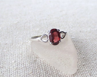 R83 Rare Red Orange Citrine Ring set in Sterling Silver Gorgeous- One of a Kind