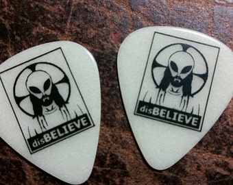 Alien Jesus Guitar Pick, Alien Pick, Jesus Pick, Believe Pick, Glow In The Dark, 2 Picks