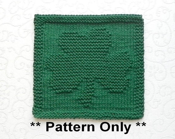 SHAMROCK Knit Pattern Instant Download Knit Dish Cloth