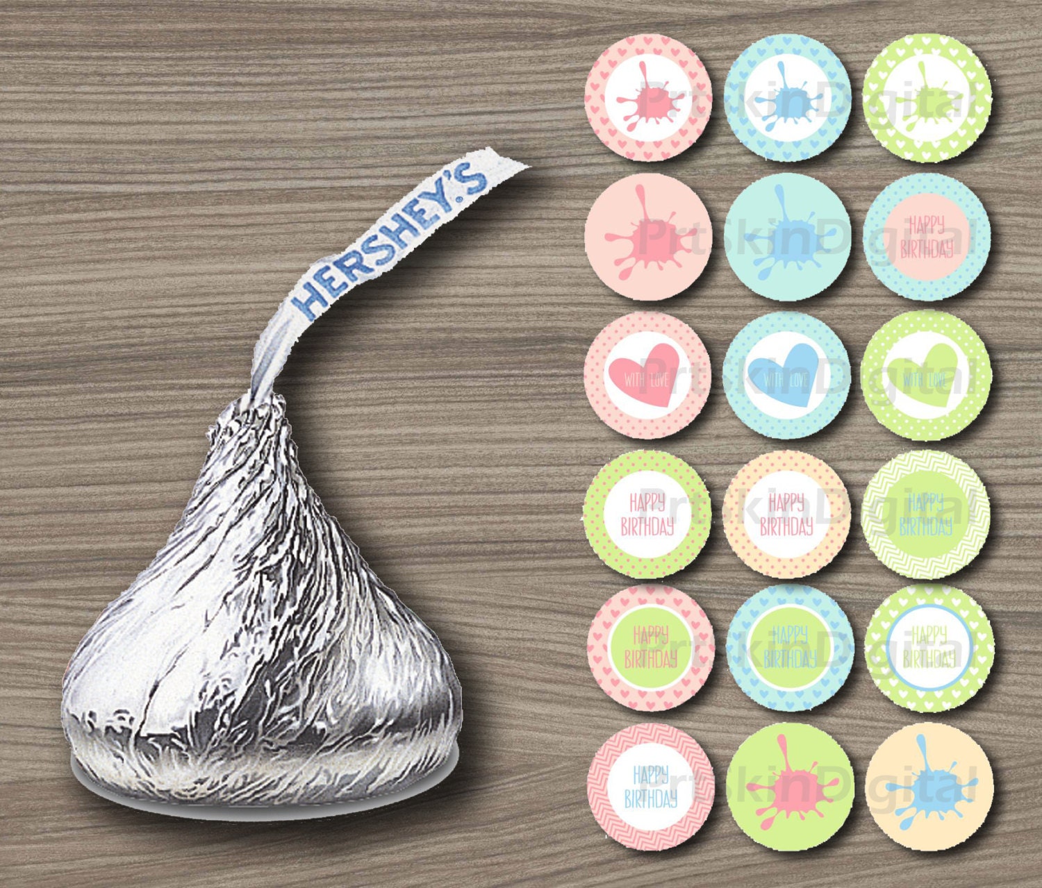 Chocolate Kisses Labels Pastel Printable Stickers Hershey