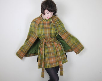 Manteau Cape Vintage En Mohair - Glenrannoch Écosse - Bourne & Hollingsworth Londres - Occasion