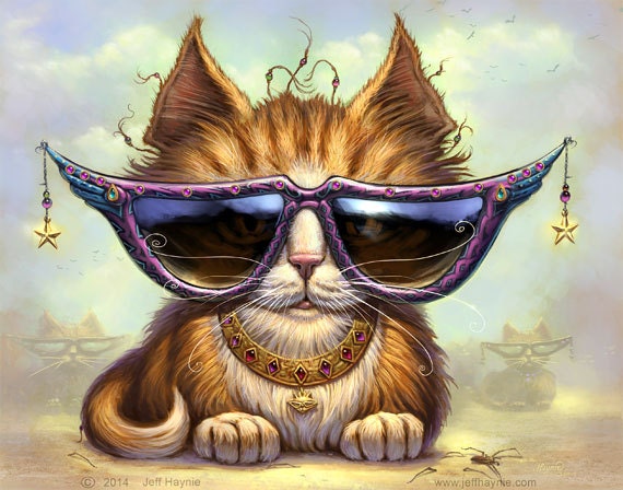 Cool Cat Painting// Cool Cat print // Cat with Shades // Cat Decor // 8 X 10 PRINT // Future So Bright