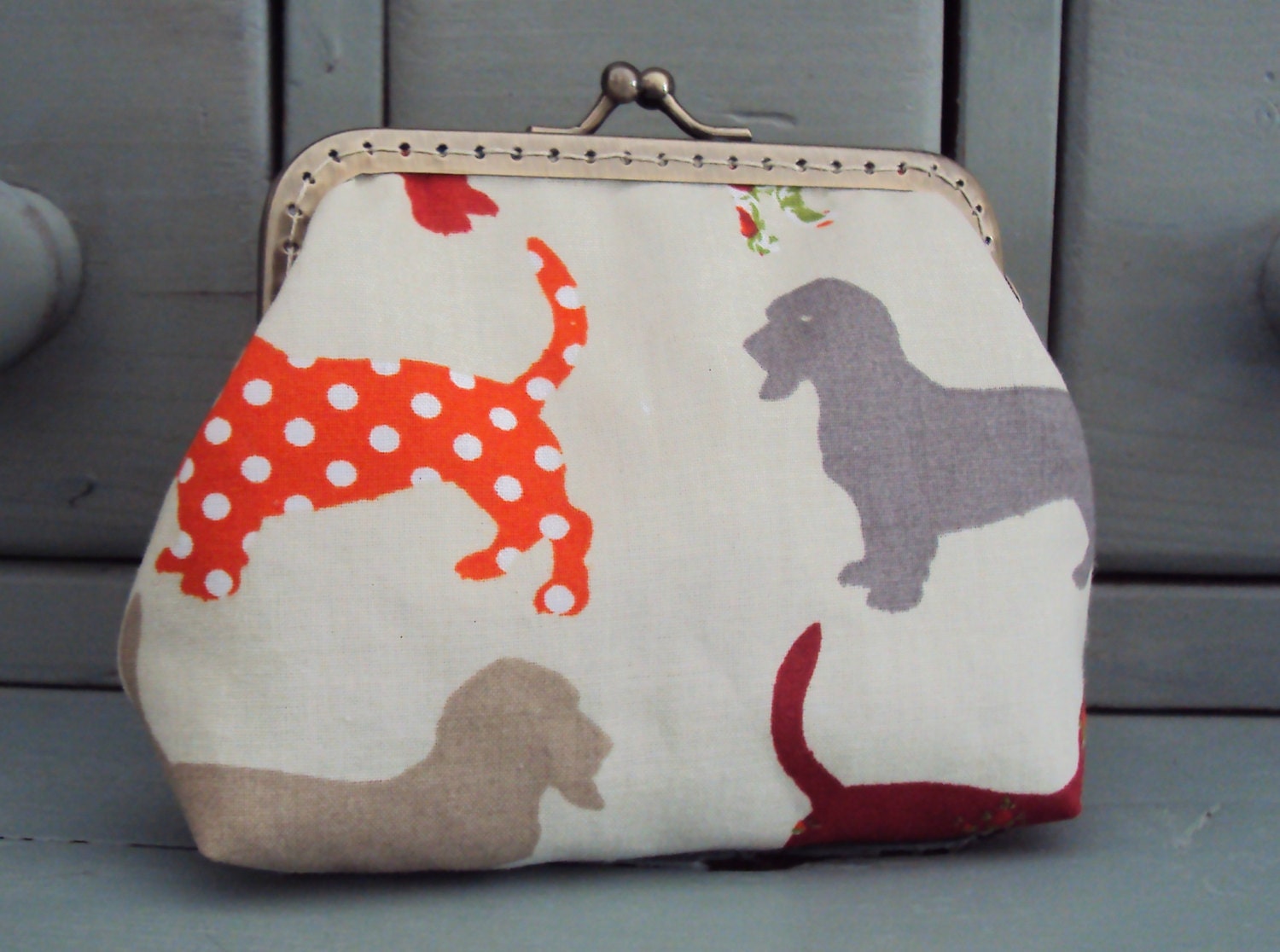 Hound dog purse dog lovers purse multi coloured purse