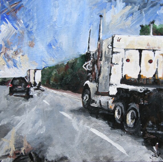 Highway Painting Truck Painting Acrylic Painting by