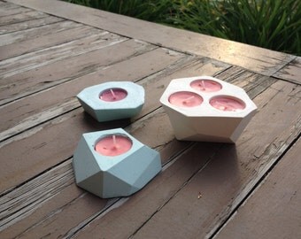 Faceted Plaster Tea Light Holder