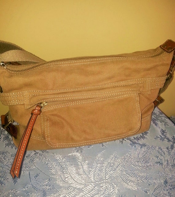 Fossil handbag light brown fabric shoulder bag cross body bag