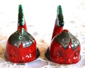 Vintage Christmas Red and Green Fish Salt and Pepper Shakers Great for Christmas Gifts