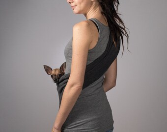 Pet sling SMALL dog sling carrier fleece dark grey