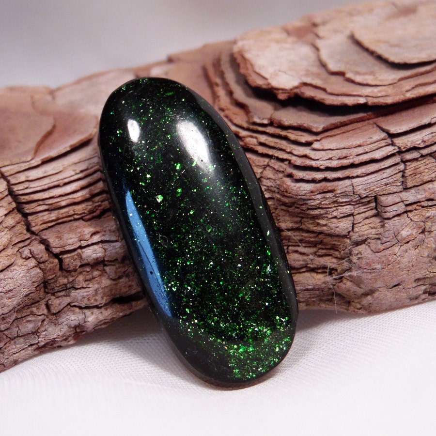 Green Bisque Glass Cabochon Glitter Glass by aGipsyWind on Etsy