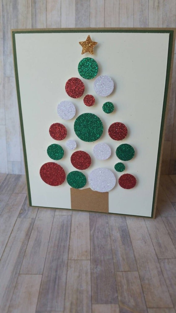 Glitter Christmas tree card by PoppyPaperDesigns on Etsy