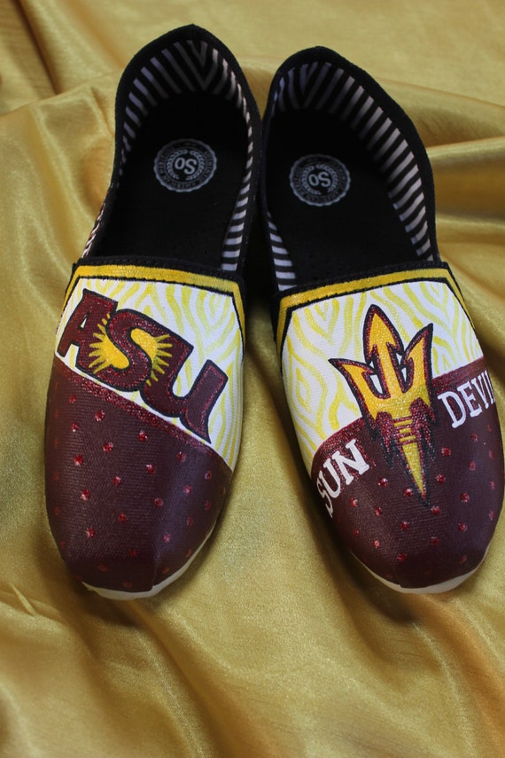 Arizona State Sun Devils Hand Painted Tom's by TouchOfJoyDesigns