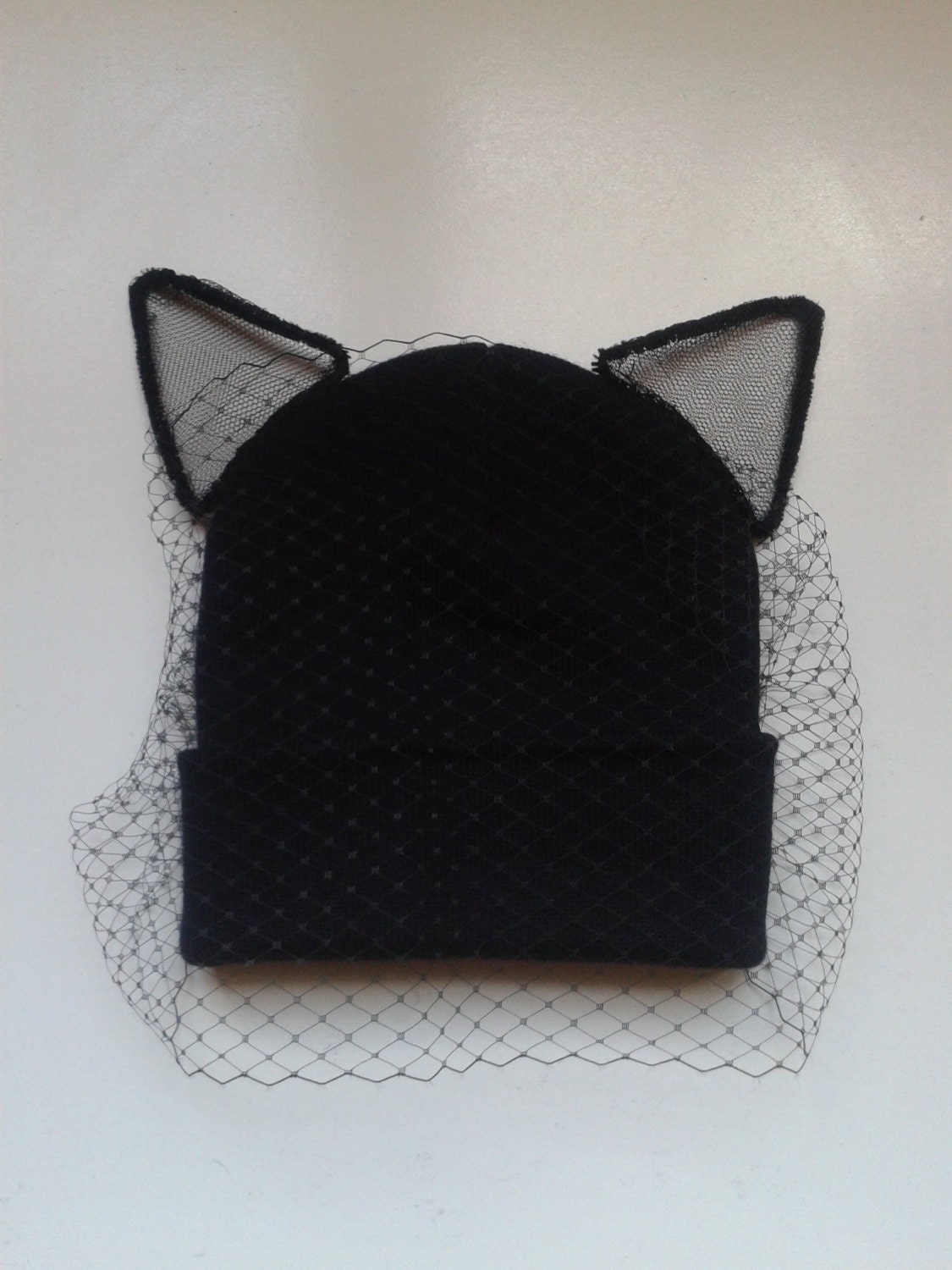 Veiled and Beanie by veil Hat beanie Ear hhbou Veil hat with Rihanna Hat a Beanie Cat