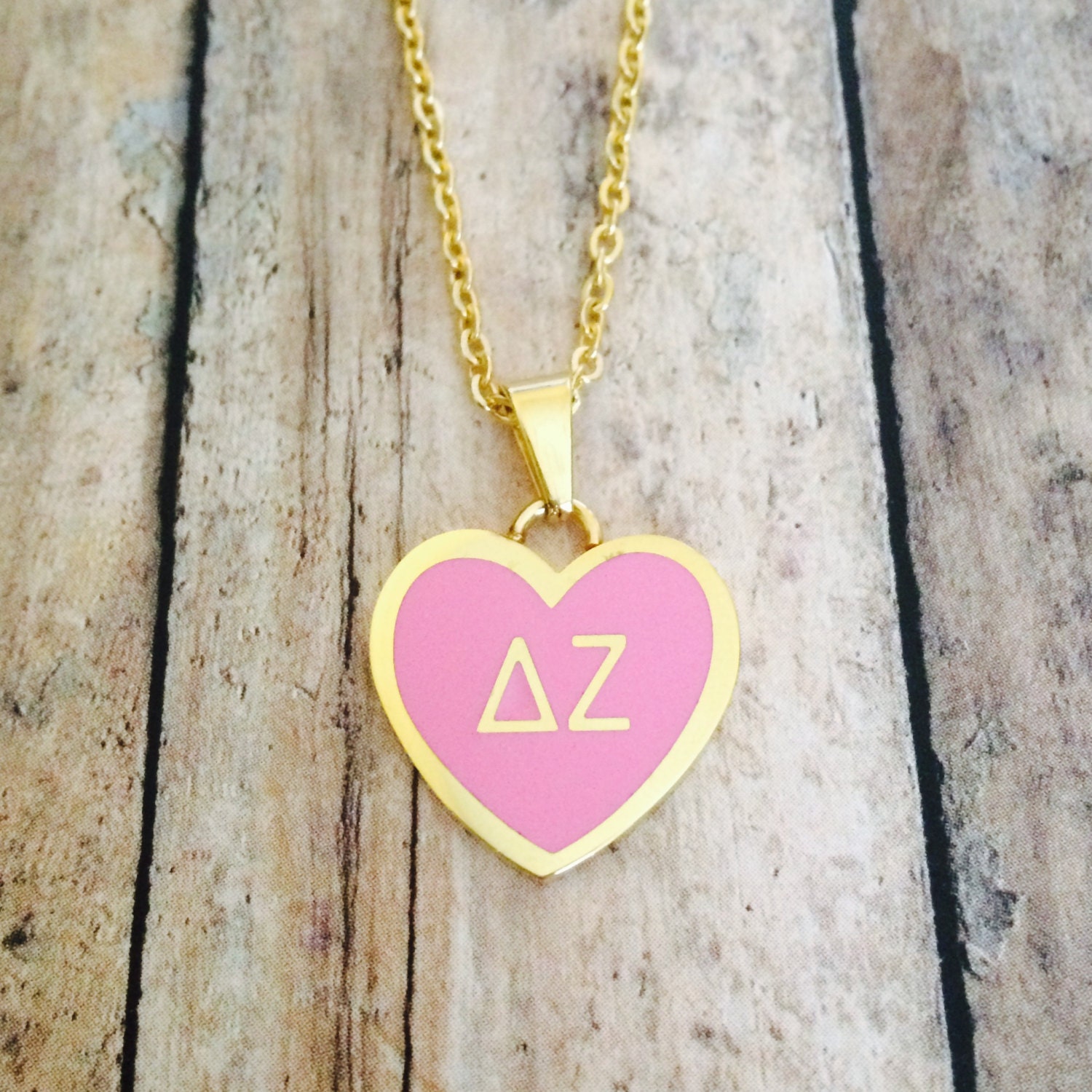 Delta Zeta Enamel Heart Necklace Delta Zeta Necklace Delta