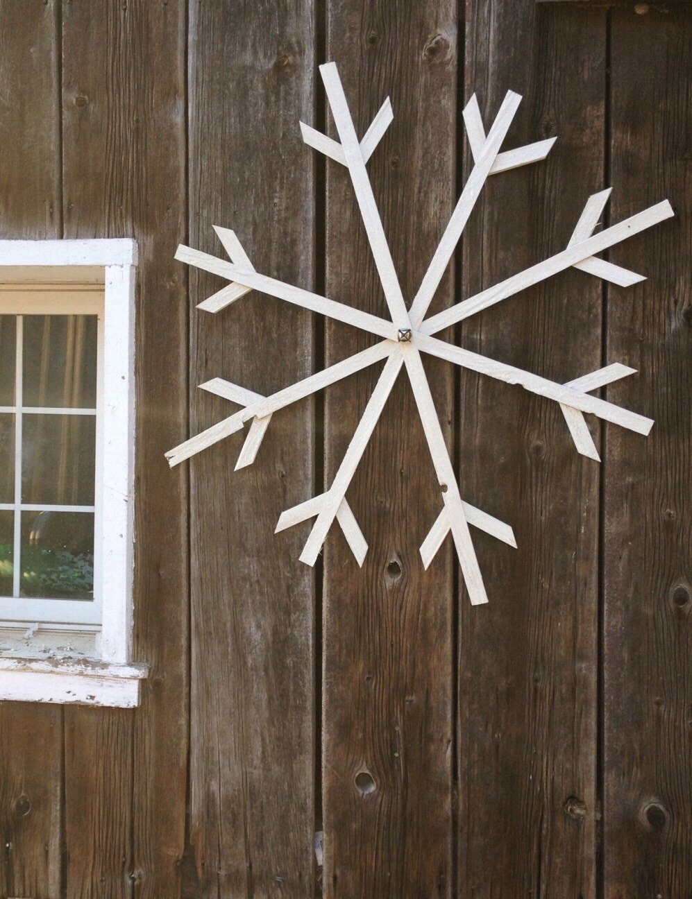 outdoor large wood snowflake with bell by blackbellfarm on outdoor large wood snowflake with bell by blackbellfarm on