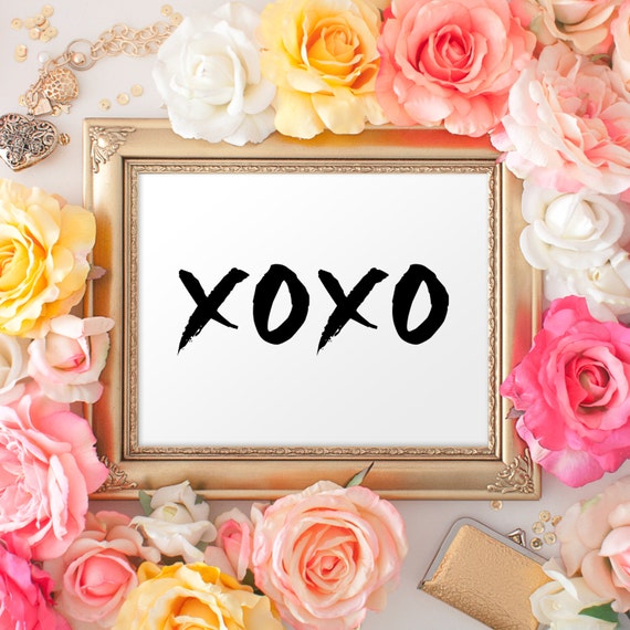 Xoxo Black And White Printable 8x10 Art Print Hugs And