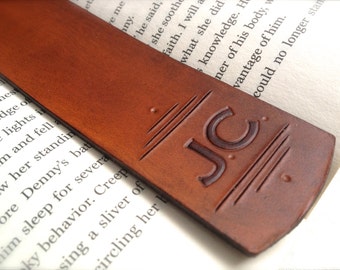Personalized Initials Leather Bookmark - Custom Letters - Handtooled Leather - Birthday Gift - Anniversary - Christmas Custom Leather Gift