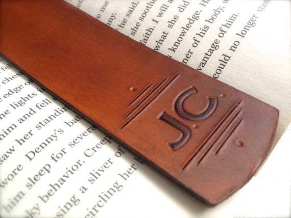 Personalized Initials Leather Bookmark Custom Letters