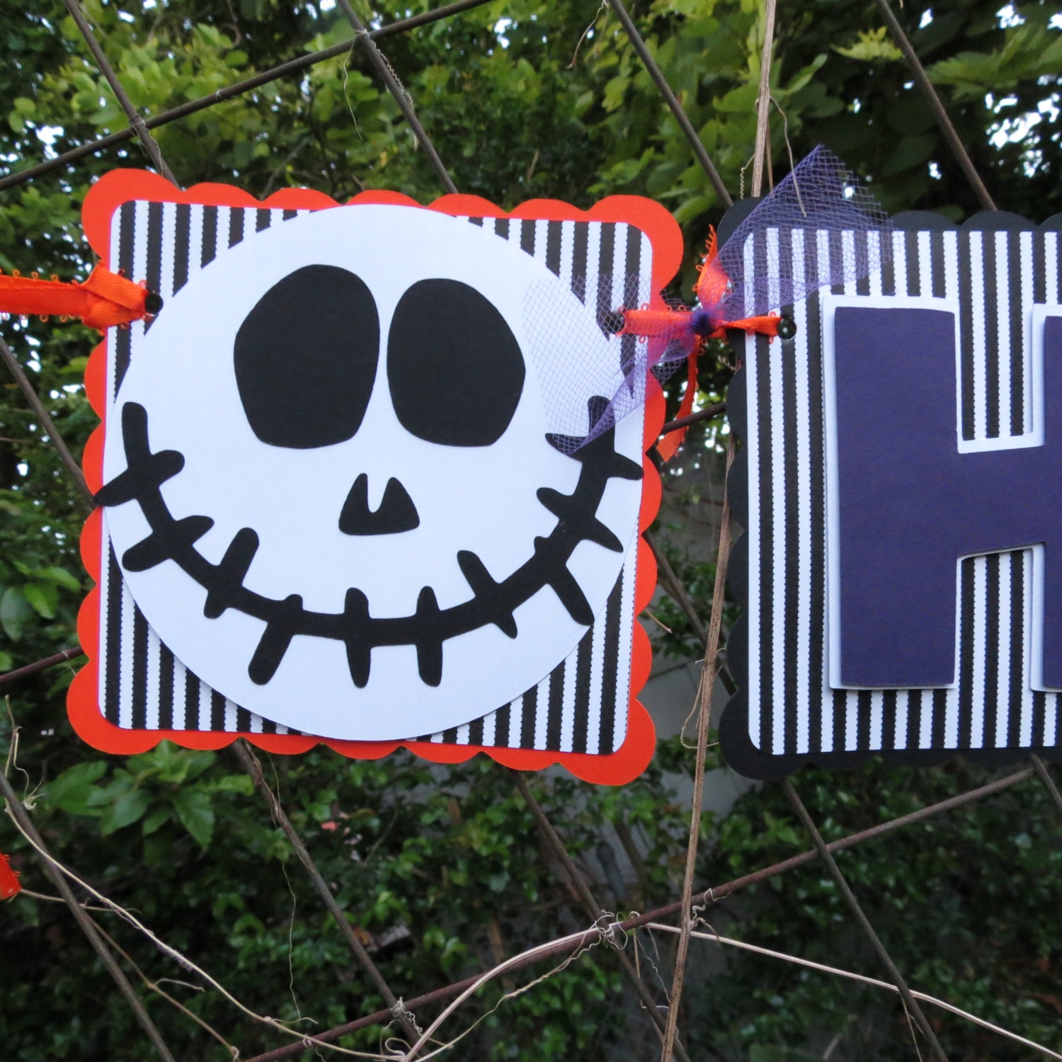 Jack Skellington Inspired Happy Birthday banner