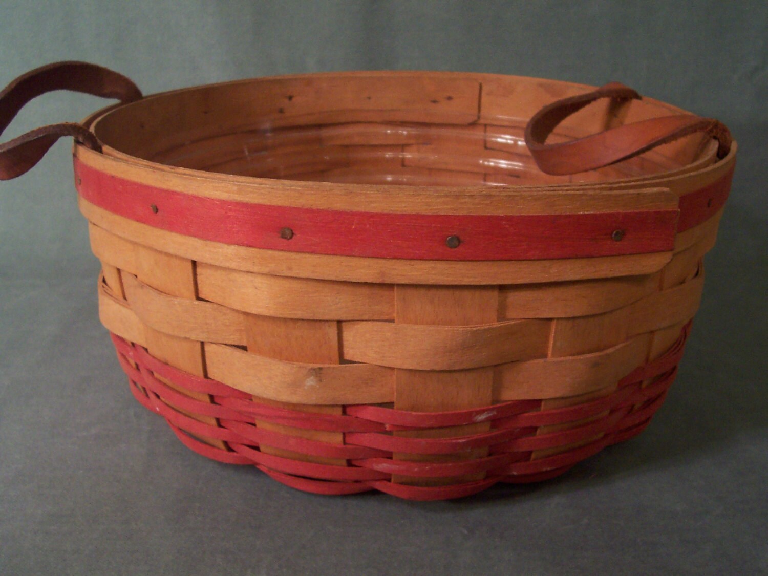Longaberger Basket with Liner and Leather Handles by shanasattic