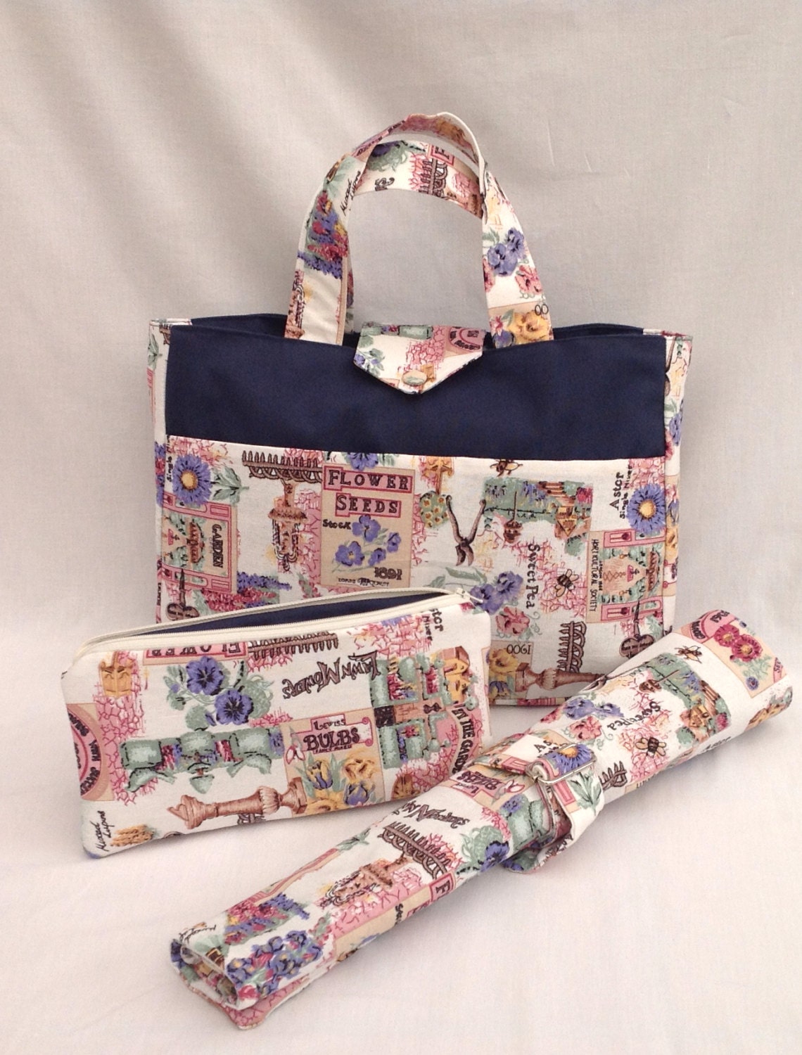 Knitting needle organizer with knitting bag and by HoneysuckleBarn