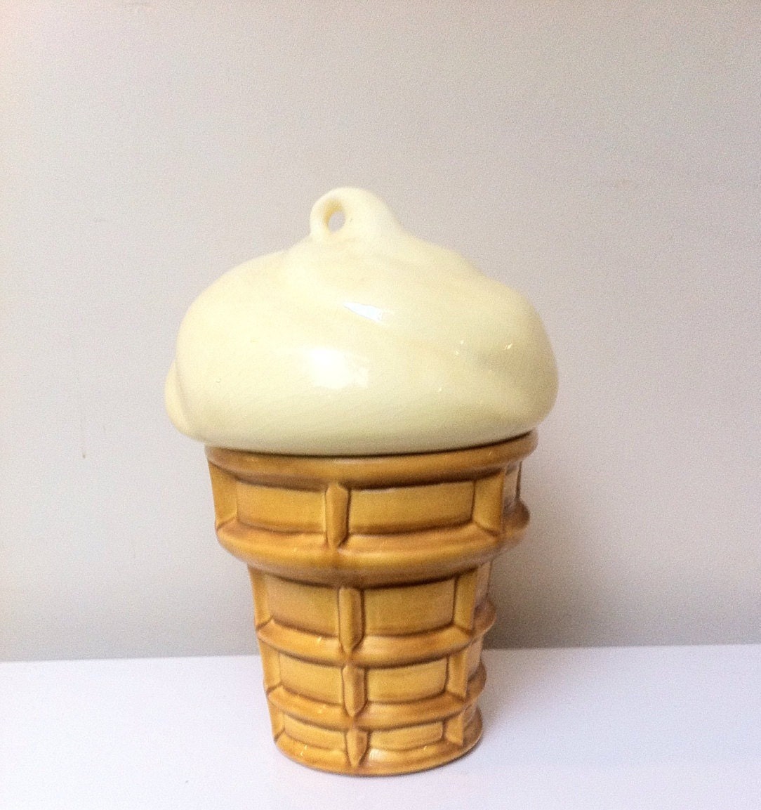 Ceramic Ice Cream Cone Cookie Jar by LostErasAntiques on Etsy