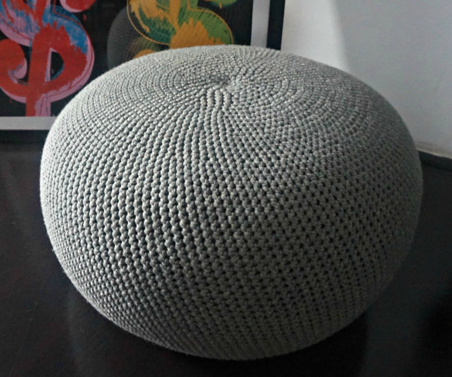 Extra Large Crochet Pouf Poof Ottoman Footstool Home