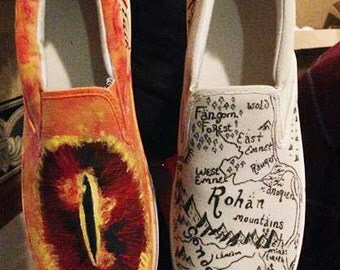 Items similar to WRAPAROUND Artwork Lord of the Rings Custom Made Shoes ...