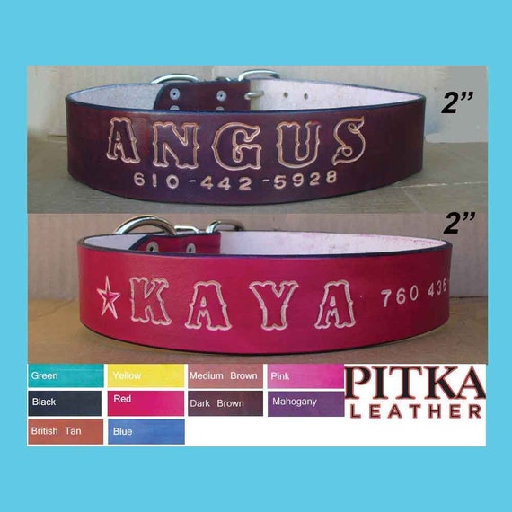 Heavy Duty Dog Collars Thick Dog Collars 2 inch by PitkaLeather