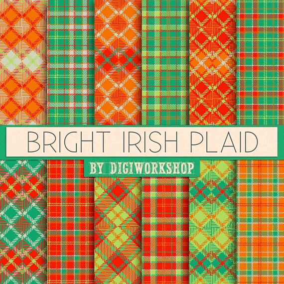 Irish Plaid Digital Paper: Bright Irish Plaid by DigiWorkshop
