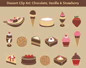 Desserts Clip Art: Chocolate, Vanilla, Strawberry - 16 dessert clipart images, blog images, web design, graphic design, digital graphics