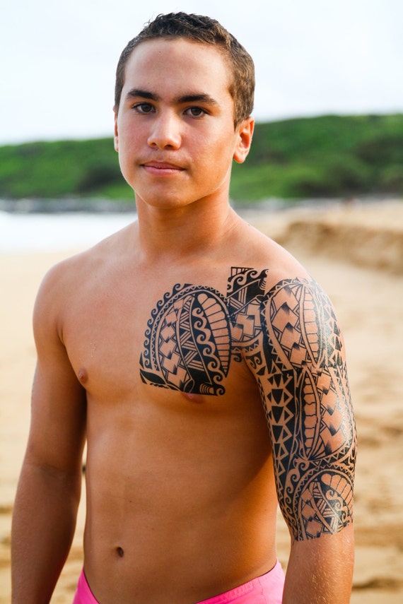 All Back tribal polynesian temporary tattoo by Tats4now on ...