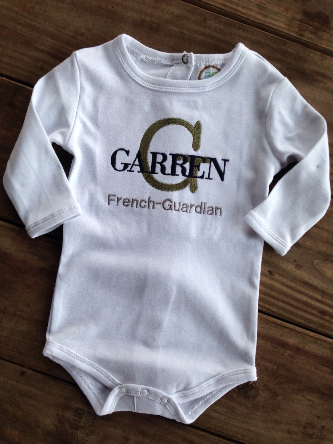 Personalized embroidered name meaning onesie by BusyBowsbyMandy