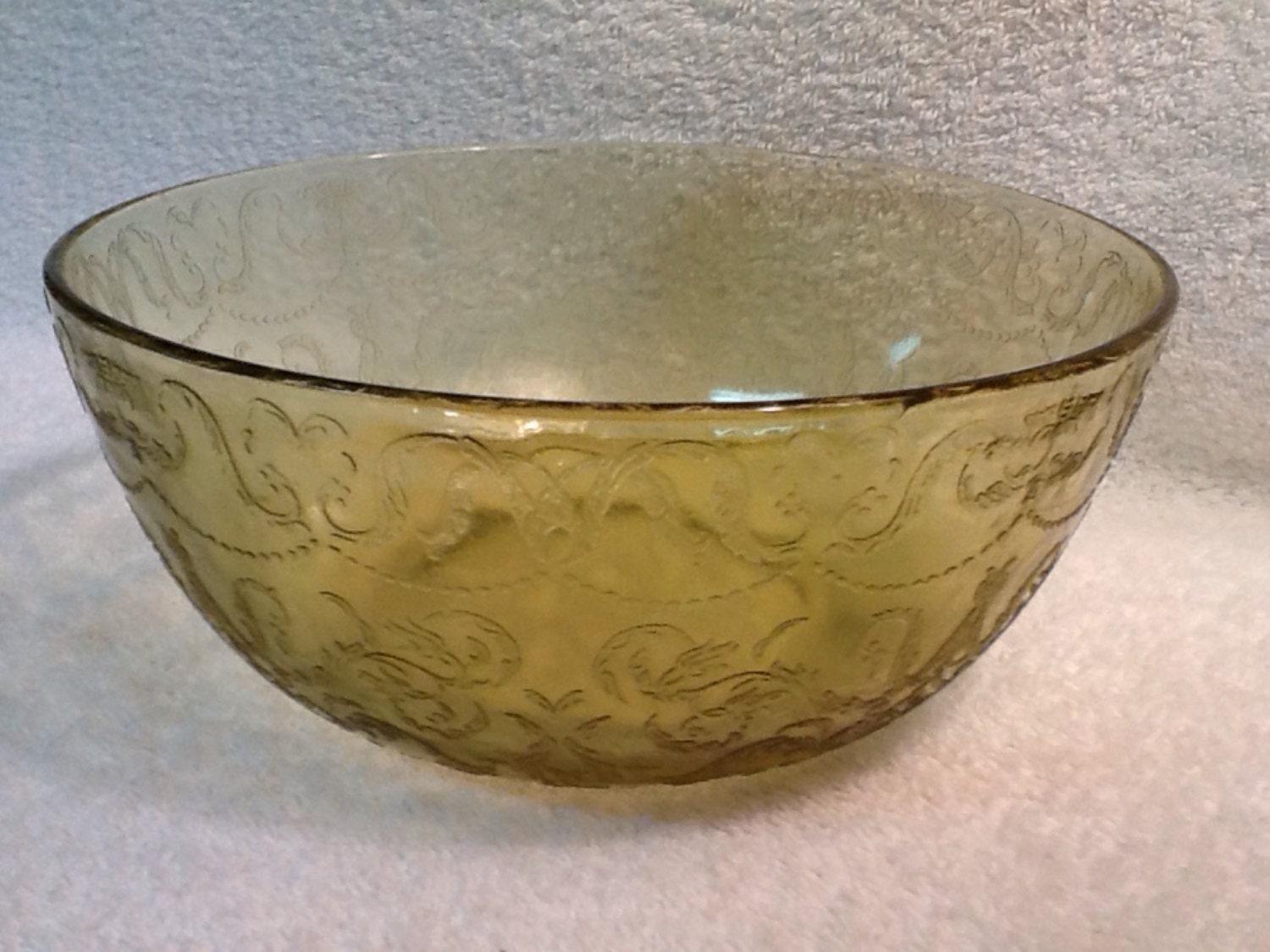 Depression Glass Madrid Serving Bowl Amber Color