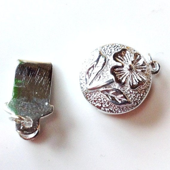 Sterling silver 925 flower box clasp. Jewelry clasps necklace