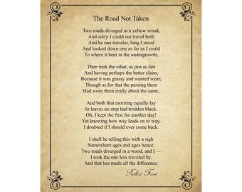 the road not takenrobert frost 1916 16x20 giclee print