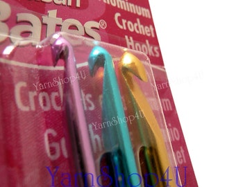 SALE 3pc GHJ Susan Bates Crochet Hooks Size G Size H Size J Sizes G - J, Sizes 4mm-6mm, Aluminum Crochet Hook set, Silvalume crochet set